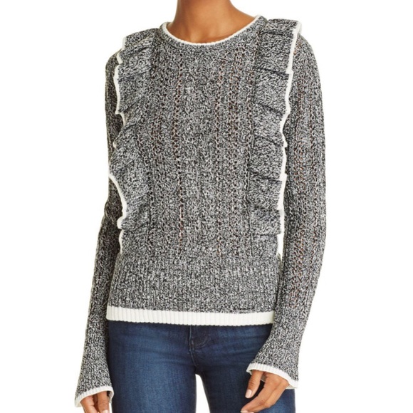 Aqua Sweaters - AQUA Ruffled Pointelle Sweater